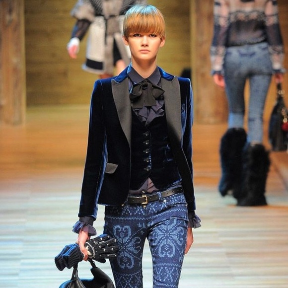 New! RUNWAY! D&G Dolce & Gabbana Snowflake Moose Jeans 27 RARE! FW 2010 Runway - Picture 1 of 16